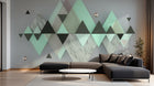 Design ZX0518 — Papier peint Triangles vert menthe marbre montagne — Novomur