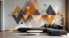 Design ZX0522 — Papier peint Triangles orange marbre montagne 3D — Novomur