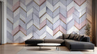 Design ZX0523 — Papier peint Chevron 3D blanc rose dores luxe — Novomur