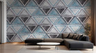 Design ZX0524 — Papier peint Triangles textiles bleu gris scandinave — Novomur