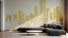 Design ZX0550 — Papier peint Skyline gratte-ciel dores mosaique luxe — Novomur