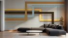 Design ZX0564 — Papier peint Rectangles entrelaces bleu jaune lin — Novomur