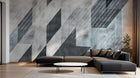 Design ZX0695 — Papier peint Triangles gris bleu grunge moderne — Novomur