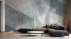 Design ZX0697 — Papier peint Triangles gris bleu grunge superposes — Novomur