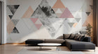 Design ZX0746 — Papier peint Triangles aquarelle gris rose beige — Novomur