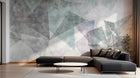 Design ZX0783 — Papier peint Triangles gris turquoise grunge filaires — Novomur