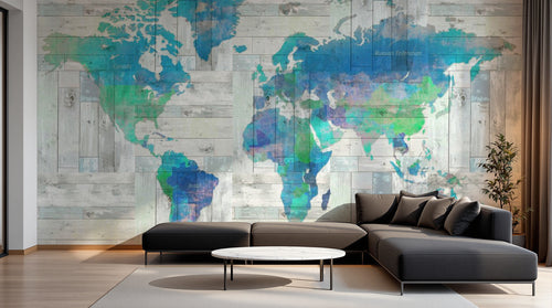 Design ZX0797 — Papier peint Carte du Monde — Novomur