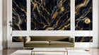 Design A0006 — Papier peint Marbre Noir et Or Luxe - Collection 1 — Novomur