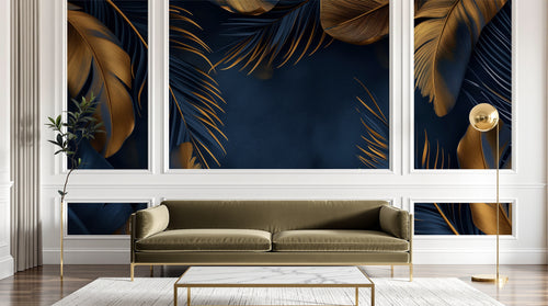 Design A0017 — Papier peint Palmier Tropical Doré Luxe - Collection 2 — Novomur