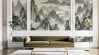 Design A0097 — Papier peint Asie Encre Noire Pagode — Novomur