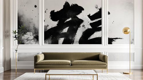 Design A0191 — Papier peint Asie Encre Noire Pagode — Novomur