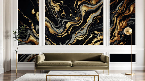 Design A0501 — Papier peint Marbre Noir et Or Luxe - Collection 2 — Novomur