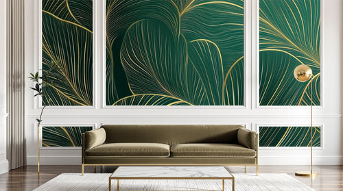 Design A0582 — Papier peint Art Déco Éventails et Or - Collection 1 — Novomur