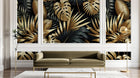 Design A0585 — Papier peint Palmier Tropical Doré Luxe - Collection 2 — Novomur