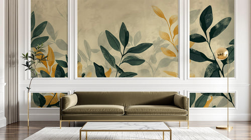Design A0610 — Papier peint Botanique Feuilles Dorées — Novomur
