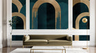 Design A0739 — Papier peint Art Déco Éventails et Or - Collection 1 — Novomur