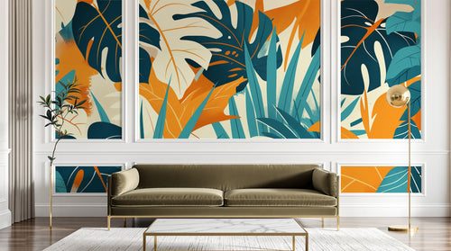 Design A0875 — Papier peint Palmier Tropical Doré Luxe - Collection 2 — Novomur