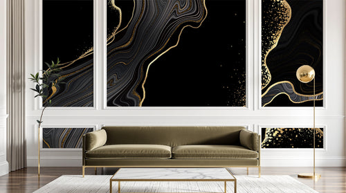 Design C0313 — Papier peint Marbre Noir et Or Luxe - Collection 1 — Novomur