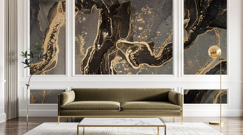 Design C0551 — Papier peint Marbre Noir et Or Luxe - Collection 2 — Novomur