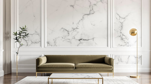 Design C0777 — Papier peint Marbre Blanc Classique - Collection 1 — Novomur
