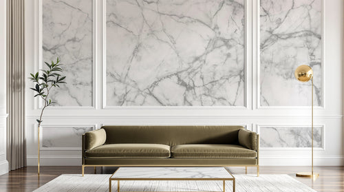 Design C0841 — Papier peint Marbre Blanc Classique - Collection 1 — Novomur