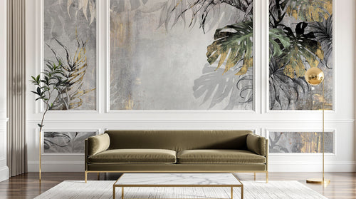 Design D0100 — Papier peint Palmier Tropical Doré Luxe - Collection 2 — Novomur