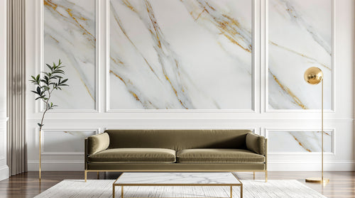 Design D0158 — Papier peint Marbre Blanc Classique - Collection 2 — Novomur