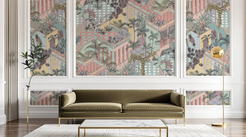 Design D0168B — Papier peint Art Déco Éventails et Or - Collection 2 — Novomur