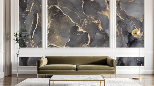 Design D0207 — Papier peint Marbre Noir et Or Luxe - Collection 2 — Novomur