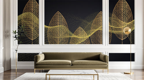 Design D0336 — Papier peint Art Déco Éventails et Or - Collection 1 — Novomur