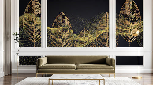 Design D0336 — Papier peint Art Déco Éventails et Or - Collection 1 — Novomur