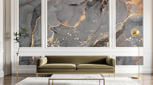 Design D0370 — Papier peint Marbre Noir et Or Luxe - Collection 2 — Novomur