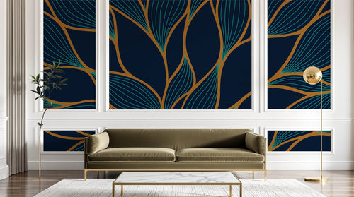 Design D0450 — Papier peint Art Déco Éventails et Or - Collection 1 — Novomur