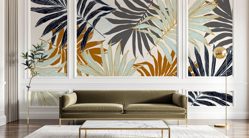 Design D0799 — Papier peint Palmier Tropical Doré Luxe - Collection 1 — Novomur