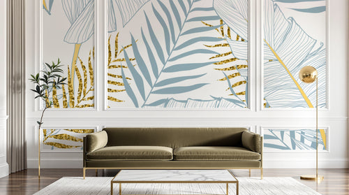 Design D0837 — Papier peint Palmier Tropical Doré Luxe - Collection 1 — Novomur