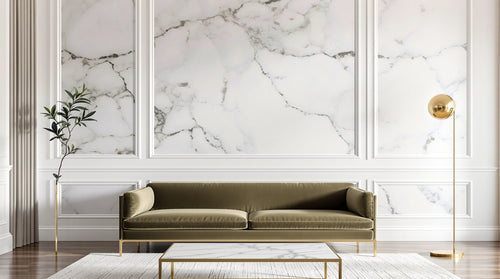 Design D0987 — Papier peint Marbre Blanc Classique - Collection 2 — Novomur