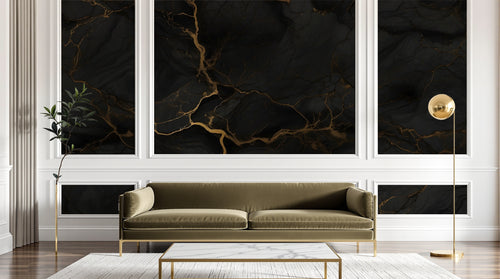 Design D0988 — Papier peint Marbre Noir et Or Luxe - Collection 1 — Novomur