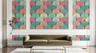 Design E0538 — Papier peint Art Déco Éventails et Or - Collection 2 — motif petit — Novomur