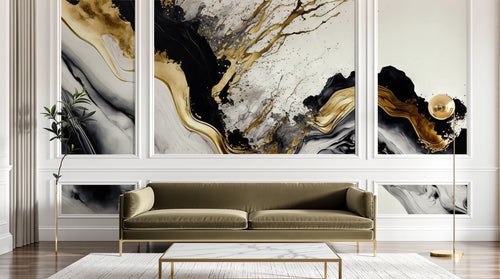 Design F0154 — Papier peint Marbre Noir et Or Luxe - Collection 2 — Novomur