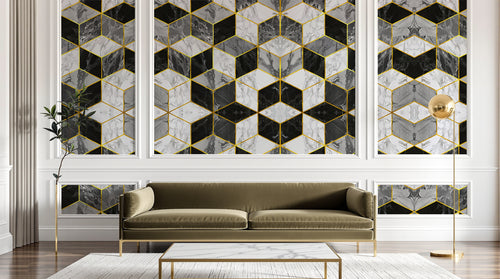 Design SD0409 — Papier peint Marbre Noir et Or Luxe - Collection 1 — Novomur