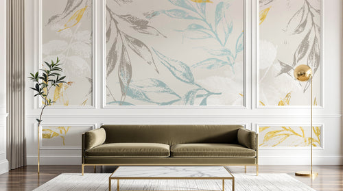 Design SK0115 — Papier peint Botanique Feuilles Dorées — Novomur