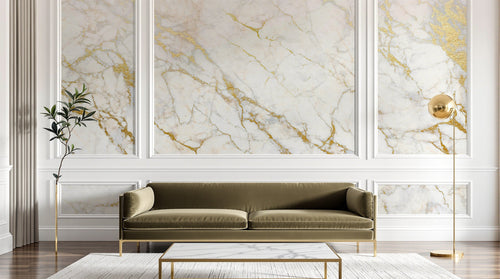 Design SK0136 — Papier peint Marbre Blanc Classique - Collection 2 — Novomur