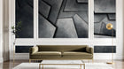 Design SL0098 — Papier peint Plaques metal fissures gris industriel — Novomur