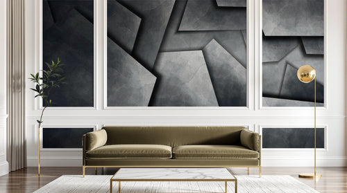 Design SL0098 — Papier peint Plaques metal fissures gris industriel — Novomur
