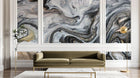 Design SL0186 — Papier peint Marbre liquide noir blanc dore — Novomur