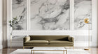 Design SL0190 — Papier peint Marbre Carrara blanc veines grises — Novomur