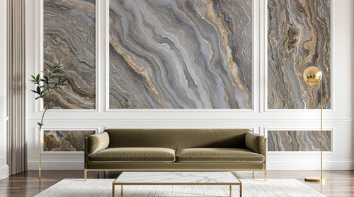 Design SL0254 — Papier peint Marbre onyx beige gris veines marron — Novomur
