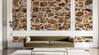 Design SL0494 — Papier peint Mur pierres rustiques marron beige — Novomur