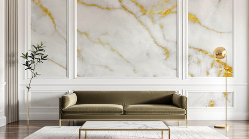 Design SL0587 — Papier peint Marbre blanc veines dorees Calacatta or — Novomur