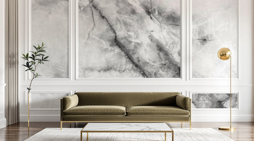 Design SL0602 — Papier peint Marbre blanc grunge veines noires — Novomur